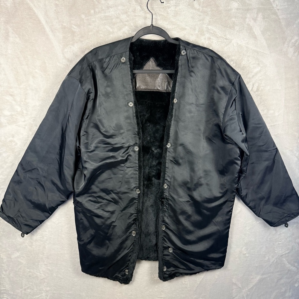 Vintage Birger Christensen Black Plush Fur Style Lined Open Jacket Size Small